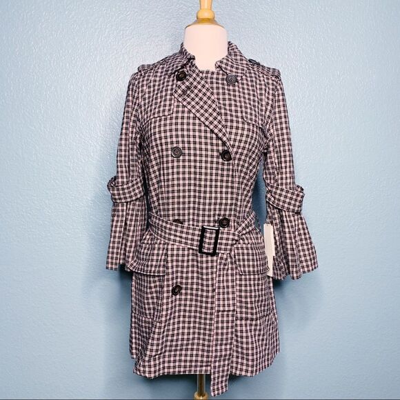 14th & Union Pink Adobe Plaid Trench Coat NWT - Picture 5 of 8
